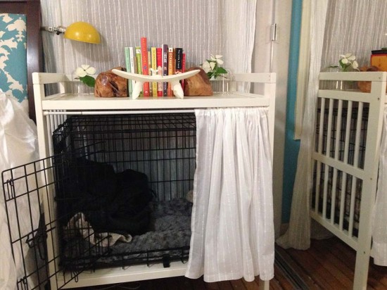 ikea hack gulliver dog crate bedside table